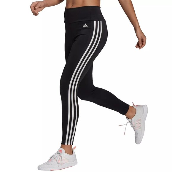 ADIDAS 3 Stripes High Rise 7/8 Length Tights in Black/White - NWT - Picture 1 of 4